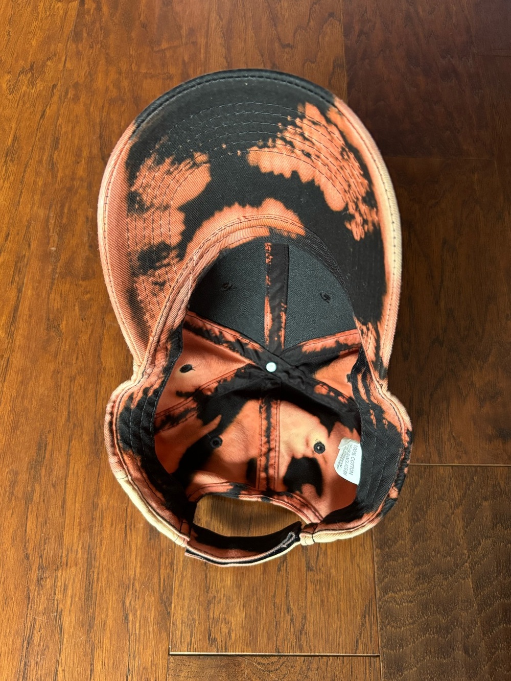 Black Coral Bleach Dye Baseball Cap Adjustable Cotton Tie Dye Hat - Picture 6 of 9